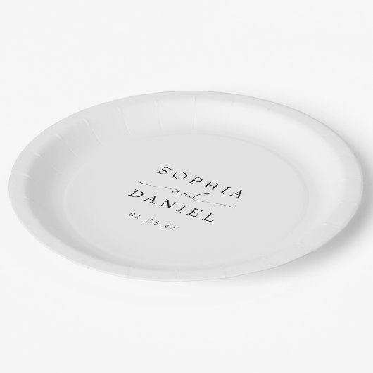 Mooie Boho minimalistische moderne bruiloft Papieren Bordje (Gekanteld)