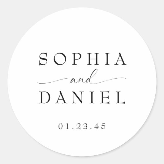 Mooie Boho minimalistische moderne bruiloft Ronde Sticker (Voorkant)