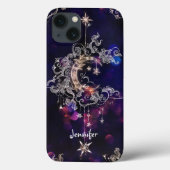 Mooie Boho Moon Stars Blauwe Paarse Aangepaste Tek Case-Mate iPhone Case (Achterkant)
