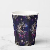 Mooie Boho Moon Sterren Blauw Paarse Papieren Bekers (Achterkant)