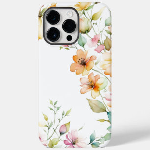 Mooie Boho Oranje Roze Aquarel Wilde Bloemen Case-Mate iPhone 14 Pro Max Hoesje