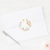 Mooie Boho Oranje Roze Waterverf Wilde Bloemen Ronde Sticker (Envelop)
