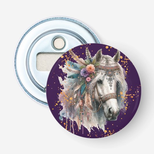 Mooie Boho Paard Button Flesopener (Voorkant)