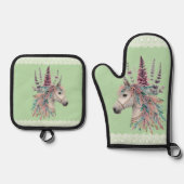 Mooie Boho Paard Ovenwant & Pannenlap Set (Voorkant)