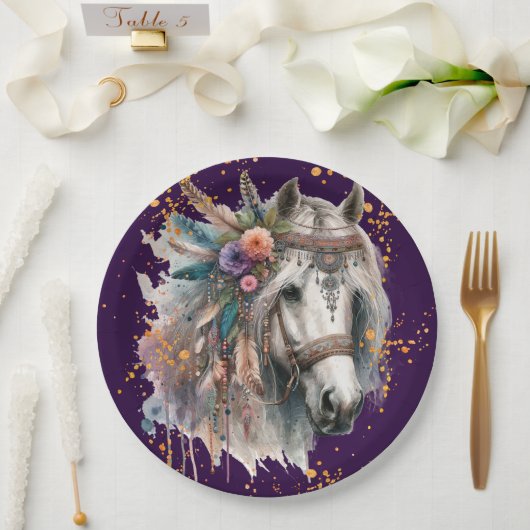 Mooie Boho Paard Papieren Bordje (Huwelijk)