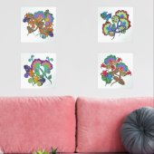 Mooie Boho Paisley Bloemen Muurkunst Sets (Woonkamer)