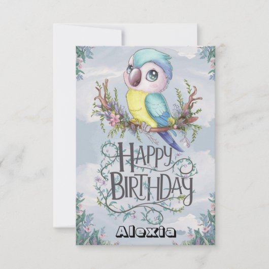 Mooie Boho Parrot digitale verjaardag Kaart (Voorkant)