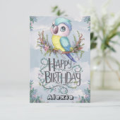 Mooie Boho Parrot digitale verjaardag Kaart (Staand voorkant)