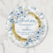 Mooie Boho Pastel Blauw Goud bruiloft Bedankt Bedankjes Labels (Achterkant)