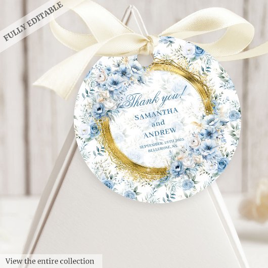 Mooie Boho Pastel Blauw Goud bruiloft Bedankt Bedankjes Labels