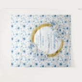 Mooie Boho Pastel Blauwe Gouden Trouwbanner Wandkleed (Voorkant (horizontaal))