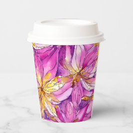 Mooie Boho Roze en Gouden Bloemmotief Papieren Bekers