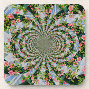 Mooie boho roze, rode rozen, waterverf florale bier onderzetter