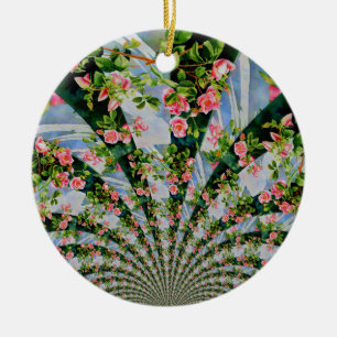 Mooie boho roze, rode rozen, waterverf florale keramisch ornament