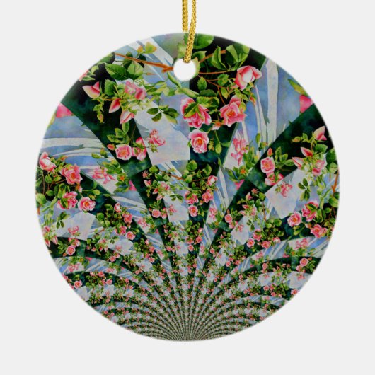 Mooie boho roze, rode rozen, waterverf florale keramisch ornament (Voorkant)