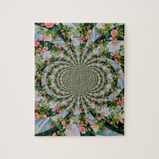 Mooie boho roze, rode rozen, waterverf florale legpuzzel (Verticaal)