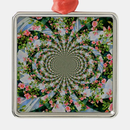 Mooie boho roze, rode rozen, waterverf florale metalen ornament (Voorkant)