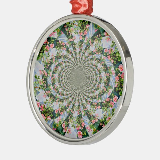 Mooie boho roze, rode rozen, waterverf florale metalen ornament (Links)