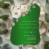 Mooie Boho Rozen op Emerald Green Wedding Kaart