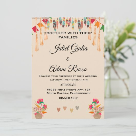 Mooie boho rustieke moderne elegante mexicaanse br kaart (Staand voorkant)