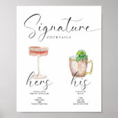 Mooie Boho Signature Drink Wedding Bar Poster (Voorkant)