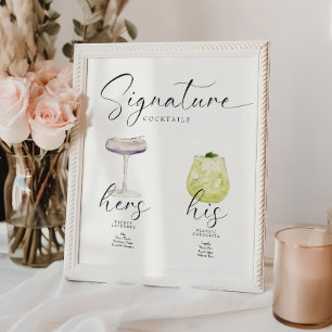 Mooie Boho Signature Drink Wedding Bar Poster
