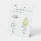 Mooie Boho Signature Drink Wedding Bar Reclamebord Met Voetstuk (Voorkant)