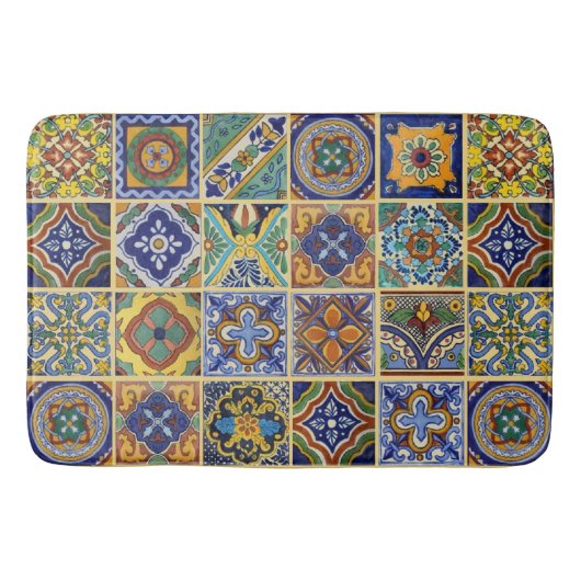 Mooie Boho Talavera Tegels Badmat (Voorkant)
