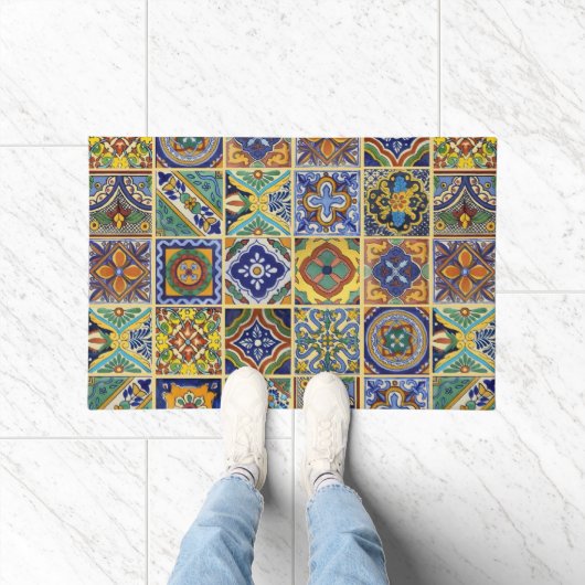 Mooie Boho Talavera Tegels Deurmat (Binnen)