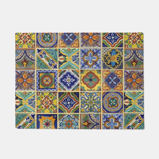 Mooie Boho Talavera Tegels Deurmat (Voorkant)