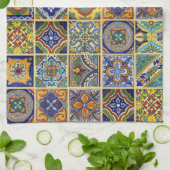 Mooie Boho Talavera Tegels Theedoek (Gevouwen)