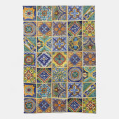 Mooie Boho Talavera Tegels Theedoek (Verticaal)