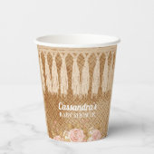 Mooie Boho Tassel Roze Baby shower Papieren Bekers (Achterkant)