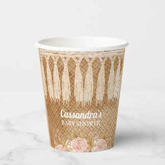 Mooie Boho Tassel Roze Baby shower Papieren Bekers