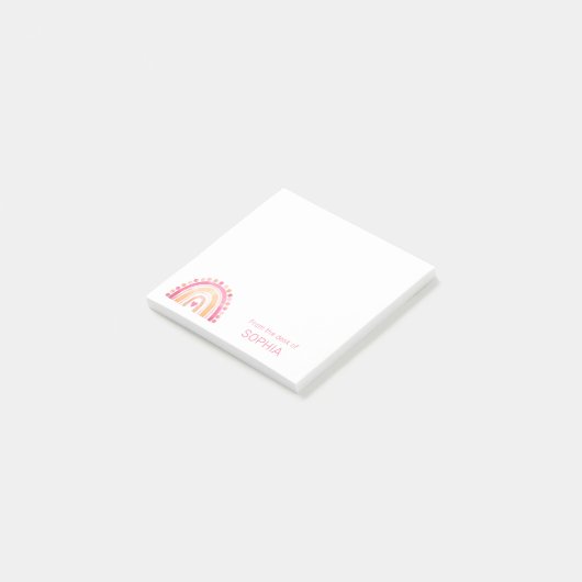 Mooie Boho Watercolor Regenboog in Roze gepersonal Post-it® Notes (Schuin)