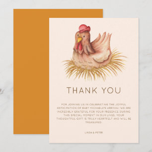 Mooie Boho Waterverf Kip Baby Shower Bedankkaart