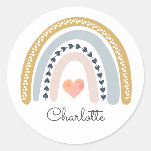 Mooie Boho Waterverf Regenboog Hart Pastel Sticker (Voorkant)