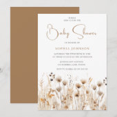 Mooie Boho Waterverf Wildflower Baby shower Kaart (Voorkant / Achterkant)