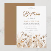 Mooie Boho Waterverf Wildflower Doop Kaart (Voorkant / Achterkant)