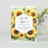 Mooie Boho Zonnebloem bruiloft Save The Date (Staand voorkant)