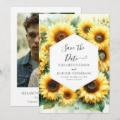 Mooie Boho Zonnebloem bruiloft Save The Date (Voorkant / Achterkant)
