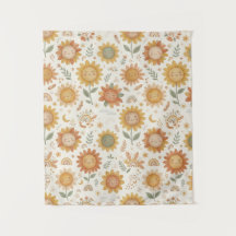 Mooie Boho Zonnebloem Zon & Regenboog Naadloos Pat