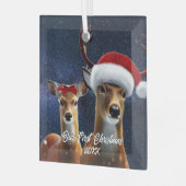 Mooie bok en hinde glas ornament (Voorkant links)