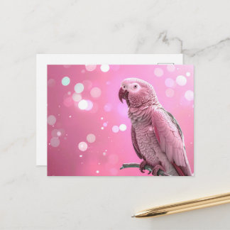Mooie Bokeh Afrikaanse Grijze Papegaai Briefkaart