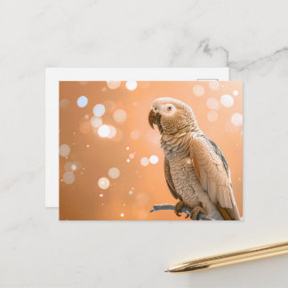 Mooie Bokeh Afrikaanse Grijze Papegaai Briefkaart