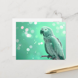 Mooie Bokeh Afrikaanse Grijze Papegaai Briefkaart