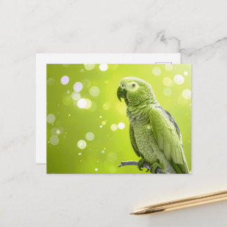 Mooie Bokeh Afrikaanse Grijze Papegaai Briefkaart
