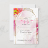 Mooie Bold Scarlet Pioen Maaltijd Keuze RSVP Kaartje (Voorkant)