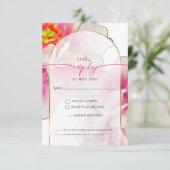 Mooie Bold Scarlet Pioen Maaltijd Keuze RSVP Kaartje (Staand voorkant)