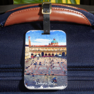 Mooie Bologna Italië Waterverf Reizen Bagagelabel